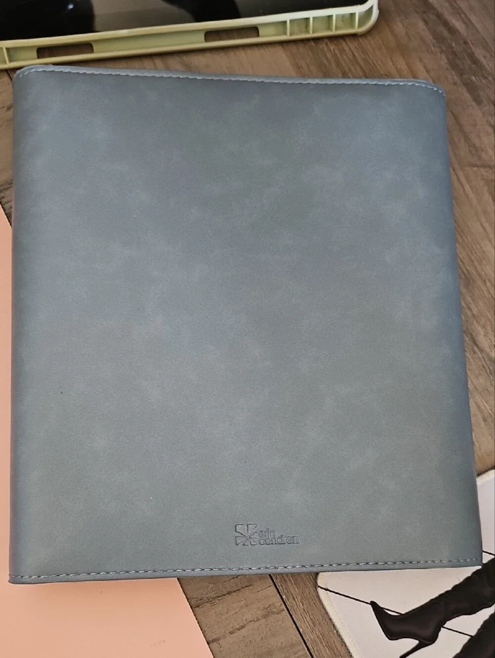 New Erin Condren Slate Blue Leather Folio Notebook